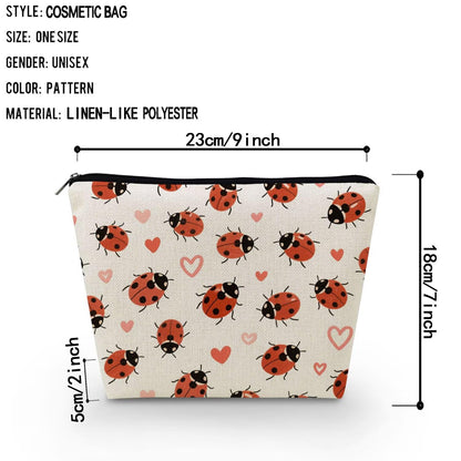 Livel lhood Ladybug Makeup Bag Portable Organizer Bag Travel Toiletry Zipper Pouch Love Cosmetic Bag for Women Birthday Gifts