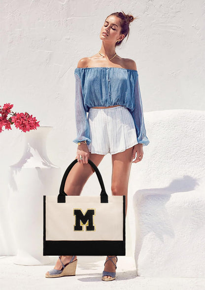 GASSDA Personalized Initial Tote Bag - Birthday, Christmas, Teacher, Mom, Sister, Friend Gifts