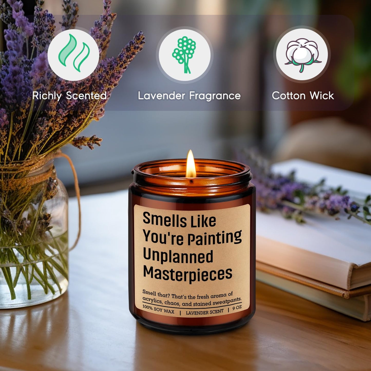 GSPY Scented Candle, Gifts for Artists, Painters - Cool Birthday, Mothers Day, Appreciation Gifts for Artist, Art Teacher, Painting Lovers - Funny Art Studio Decor, Artistic Ideas for Artsy Women, Men