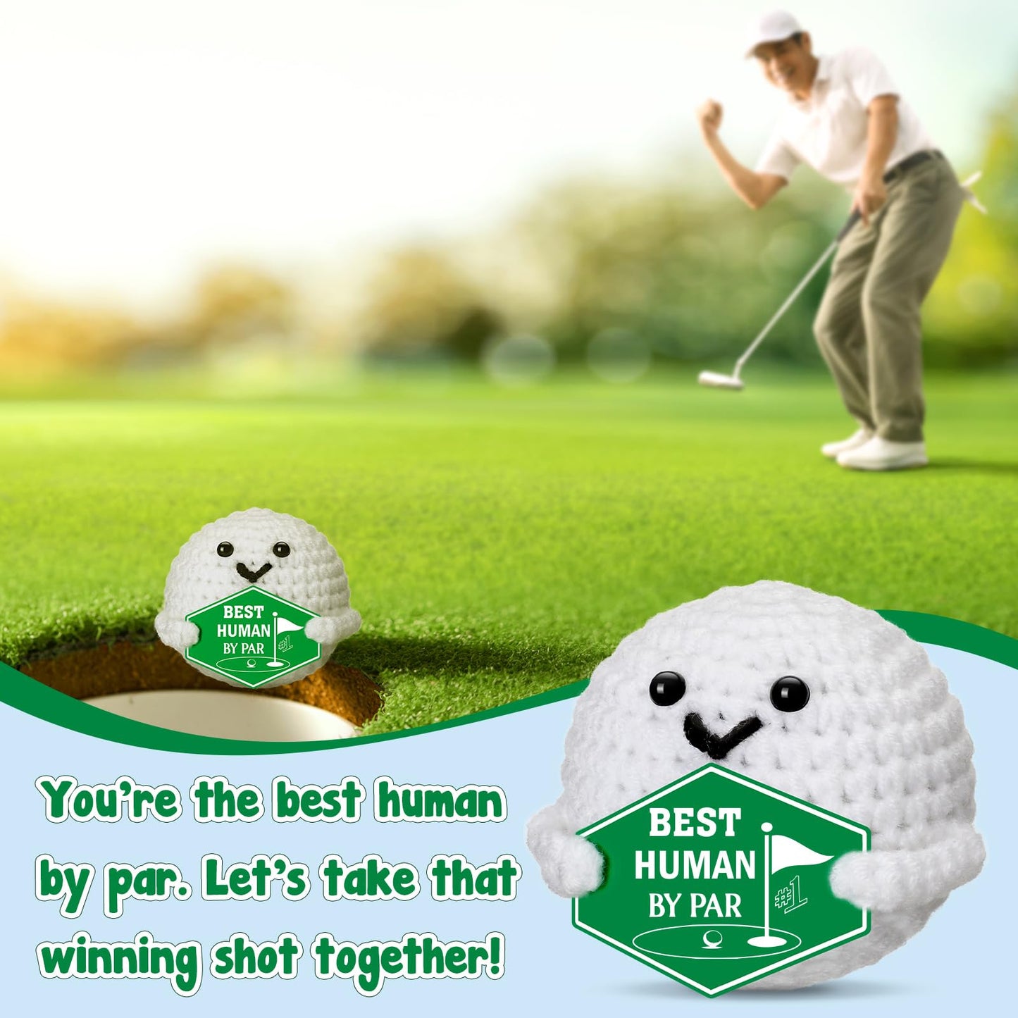 Golf Gifts for Men Fathers – Fathers Day Father's Day Funny Crochet Golf Ball Accessories Birthday Positive Graduation Gift for Him Boys Boyfriend Son Golfers Coworker Male Grandpa Women