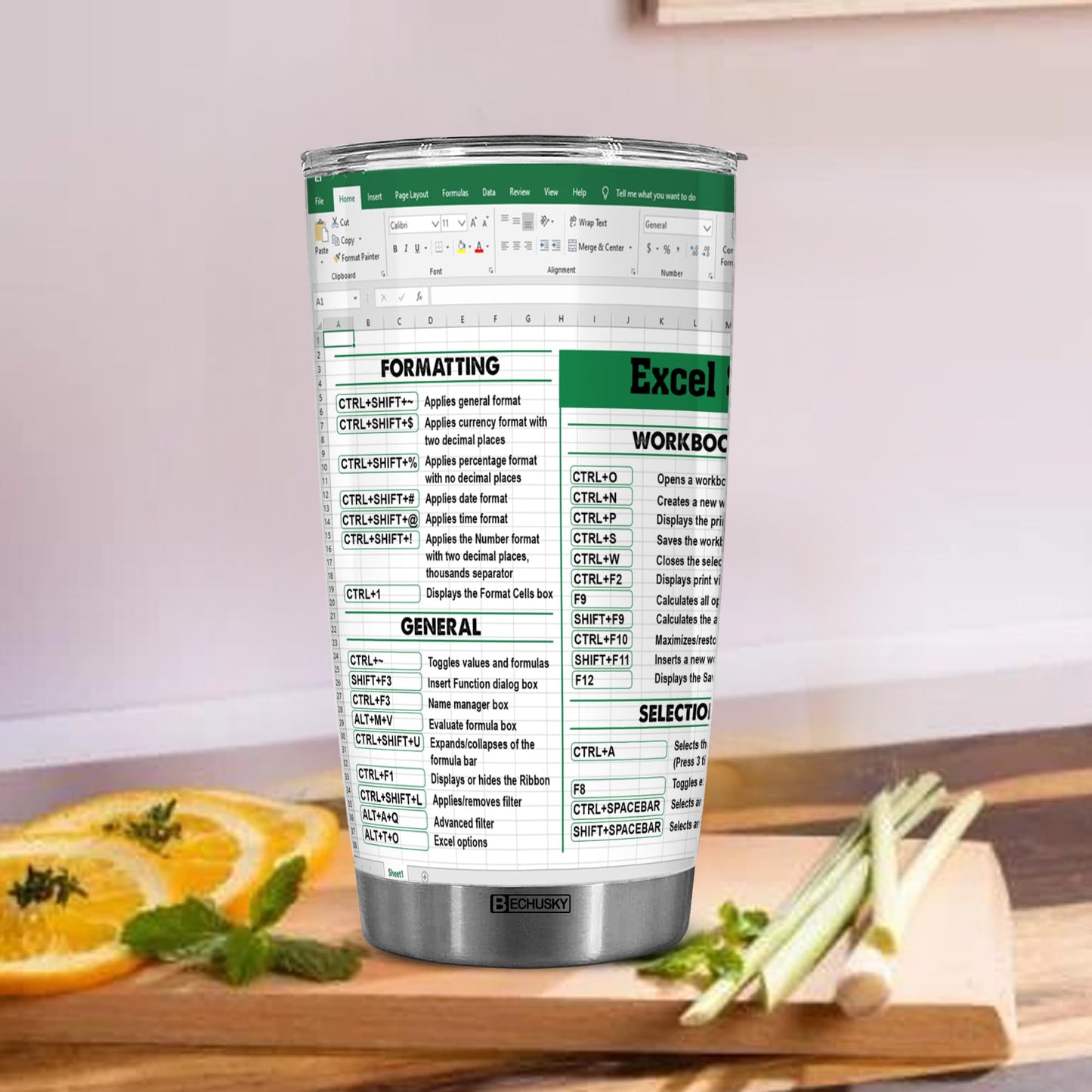 BECHUSKY Mugs For Account Gifts - Excel Tumbler Group - Excel Shortcut Tumbler - Spreadsheet Accounting Student Senior Accountant CPA Gift For Boss Coworker Colleague Friend - Cup 20oz