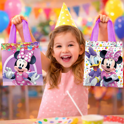 Disney Minnie Mouse Party Favor Bags Set – 24 Pack of 8" Minnie Mouse Party Goodie Bags for Kids Bulk Reusable Totes | Minnie Birthday Party Supplies