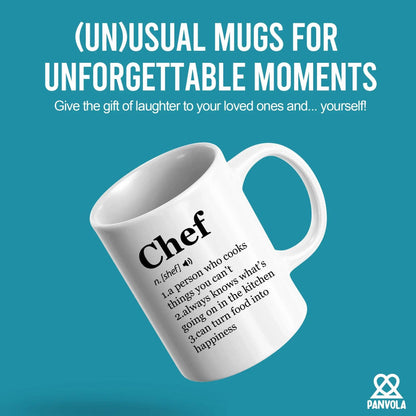 Panvola Chef Definition Mug Chef Gifts Cook Sous Chef Pasty Baker Baking Baking Gifts Culinary Student Teacher Head Chef Cooking Lovers Ceramic Mug 11 oz White