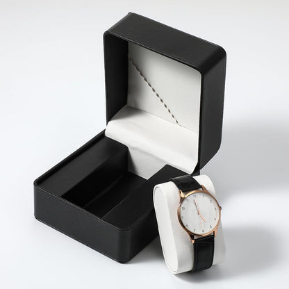 6 Pack PU Leather Watch Gift Case with Removable Pillow, Single Watch Storage Case, Portable Black Wristwatch Display Box with a Card Pocket, Single Wristwatch Organizer for Women and Men