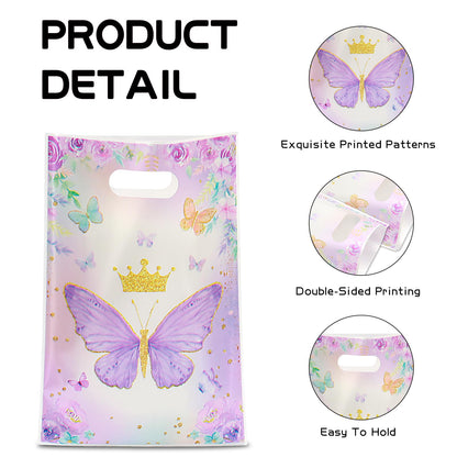 Infankey 50 PCS Butterfly Gift Bags Pink and Purple Butterflies Goodie Bags with gold Plastic Goodie Candy for Butterfly Theme Birthday Party Dessert Decors Party Supplies