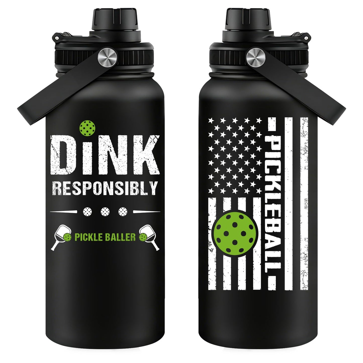 Fufandi Pickleball Gifts - Pickle Ball Dink Responsibly - Christmas, Birthday Gifts for Men, Women, Pickleball Lovers, Player Coach - Pickle Ball Water Bottle 32oz