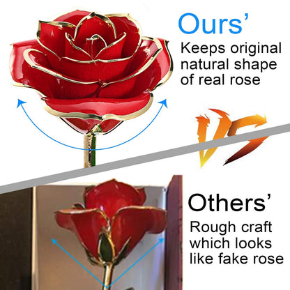 Gold Dipped Rose 24K with Gift Box, Stand & Writable Card – Valentines Day Gift for Her, Wife or Mom, Forever Preserved Rose - Romantic Flower Keepsake, Elegant Gift for Anniversary & Special Moments