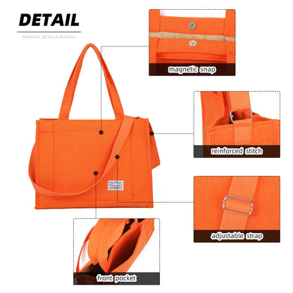 Valleycomfy Corduroy Tote Bag for Women Travel Crossbody Bag Purse Women Shoulder Bags Work Handbags Everyday Hobo Bag