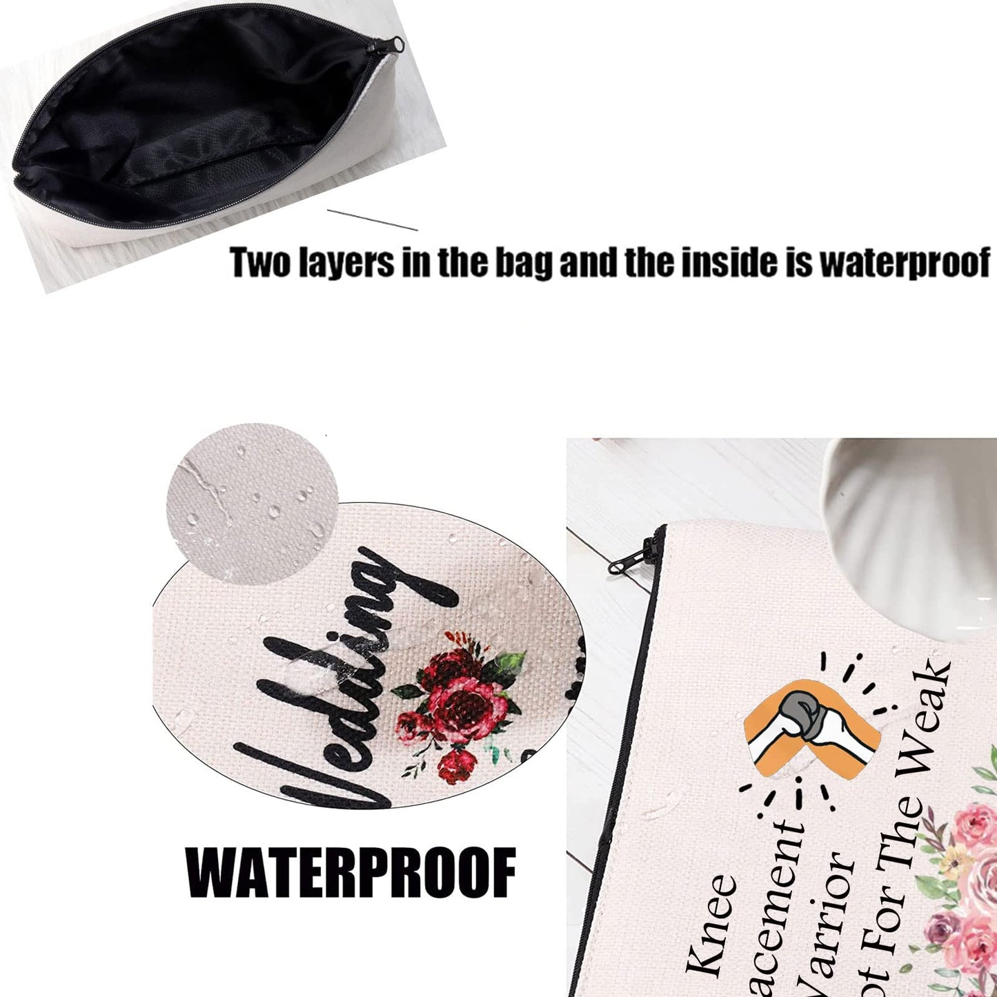 PXTIDY Knee Replacement Warrior Gift Knee Surgery Recovery Cosmetic Bag Joint Arthroplasty Warrior Mom Wife Gift Orthopaedic Toiletry Pouch