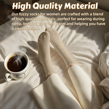 Cozy Socks for Women Gifts: 3 Pairs Luxe Cloud Fuzzy Socks for Home Sleep