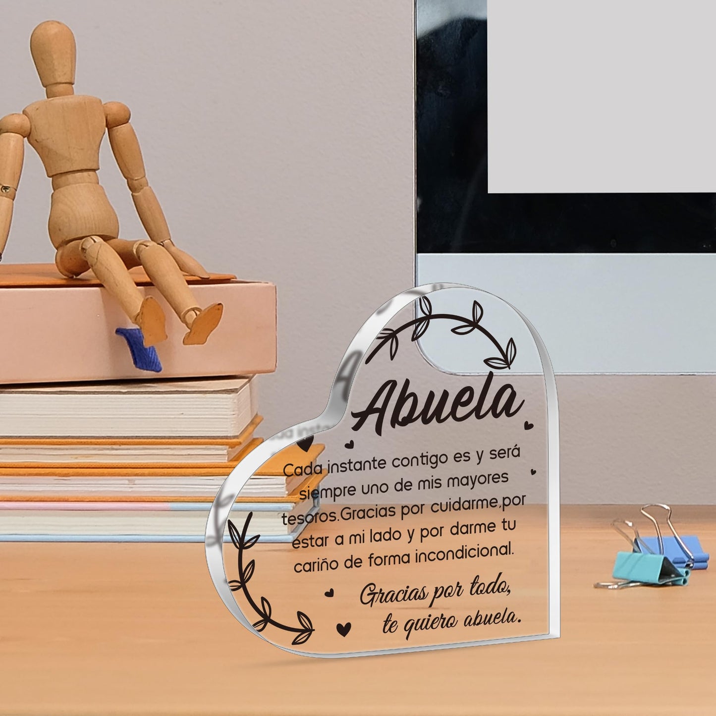 Yopyame Spanish Grandma Acrylic Gifts - Regalos para Abuela Heart Acrylic Plaque Ideas Keepsake Paperweights for Grandma in Spanish Father's Day Christmas Gifts for Grandma from Granddaughter Grandson