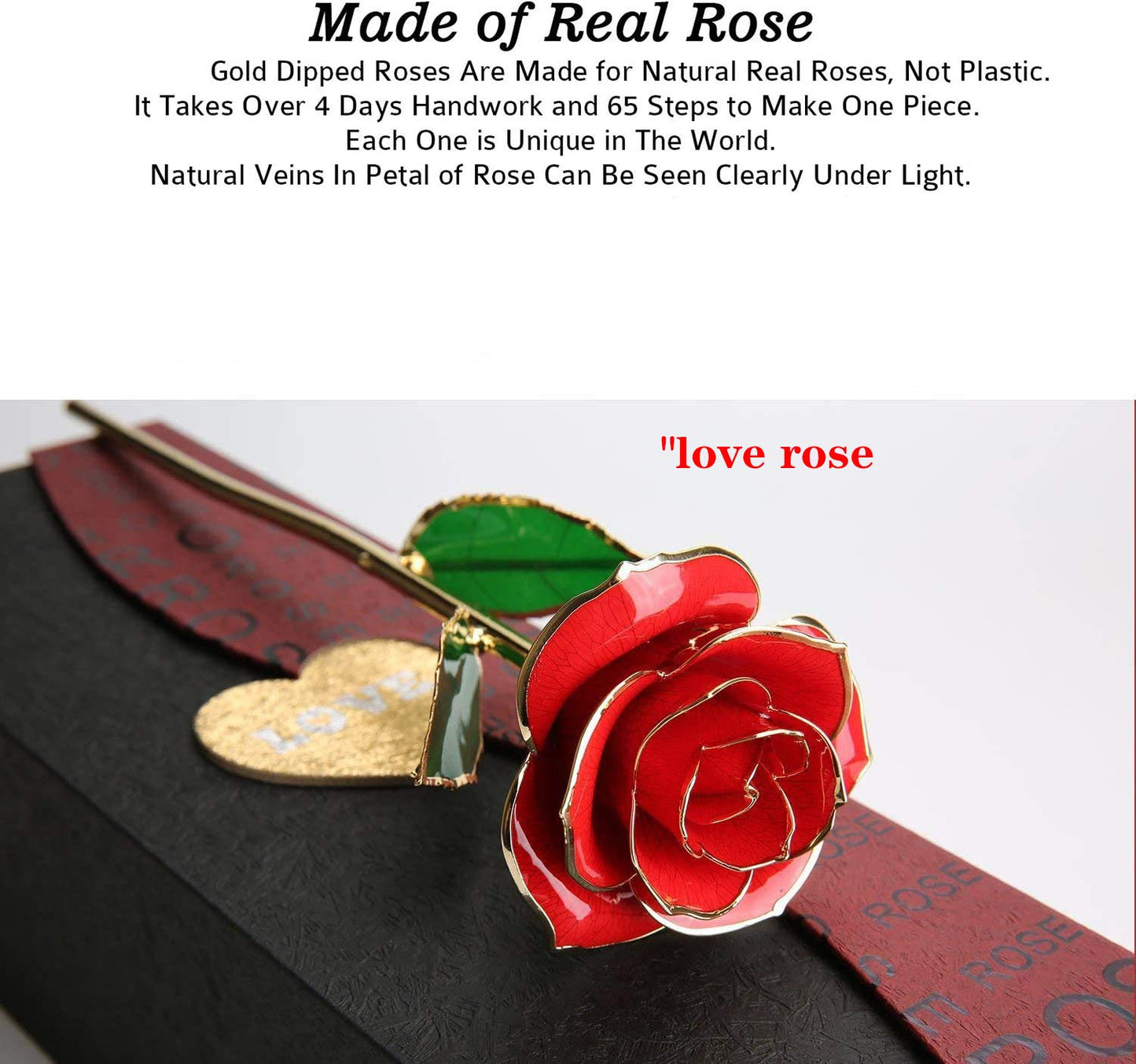 Gold Rose 24K Plated Gold Dipped Rose, Forever Preserved Red Rose Flowers with Stand,Romantic Gift for Valentine's Day and Mothers Day, Anniversary, Birthday,Gifts for Her,Wife,Girlfriend