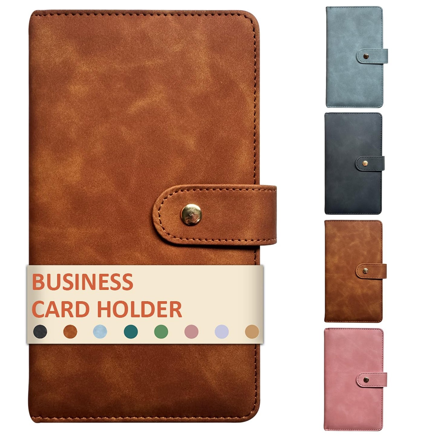 Leather Professional Business Card Holder Book Organizer, 240 Card Slots Capacity Booklet, Premium PU Name Cards Storage Folder with Soft Cover, Credit Card Binder Holder for Men/Women (Brown)