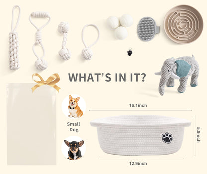 Dog Gift Basket – Puppy Starter Kit, Welcome New Puppy Gift Basket with Interactive Toys Bundle, Perfect Dog Birthday Set with Chew Toys, Pet Essentials for New Owners