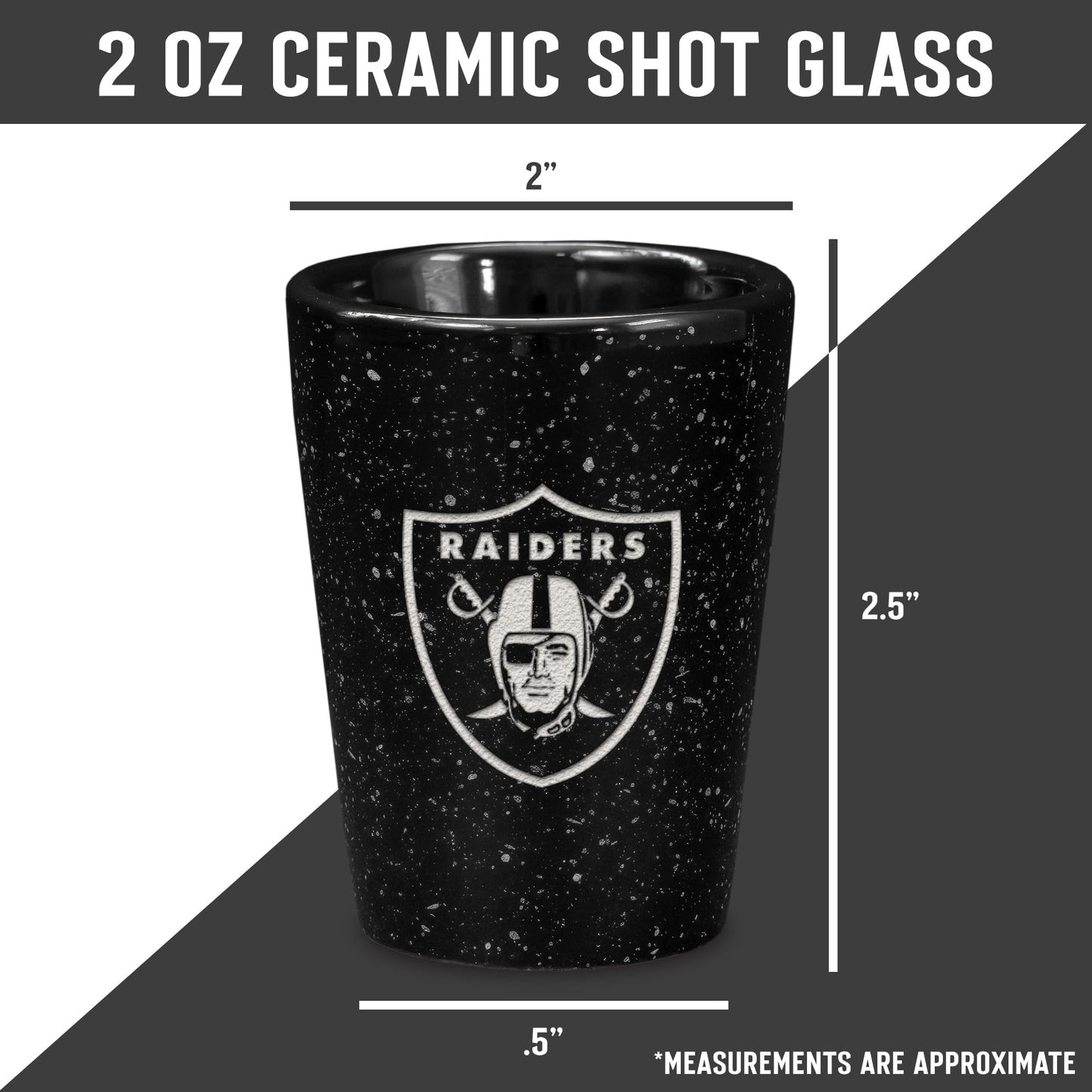 Rico Industries NFL Football Primary OR Wordmark Logo 2oz Ceramic Shot Glass for Fans, Laser Engraved In Team Color Single Shot Glass