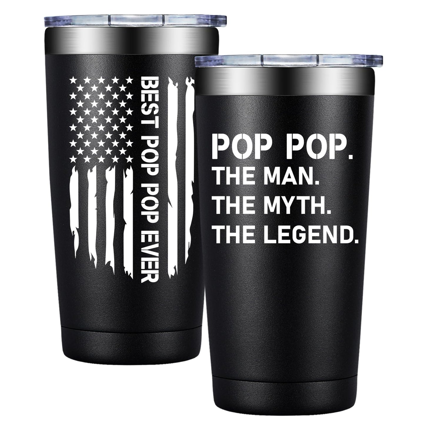 BIRGILT Pop Pop Gifts from Grandkids - Poppop Fathers Day Gift - Best Poppop Ever Gifts for Birthday, Christmas - Pop Pop Tumbler 20oz