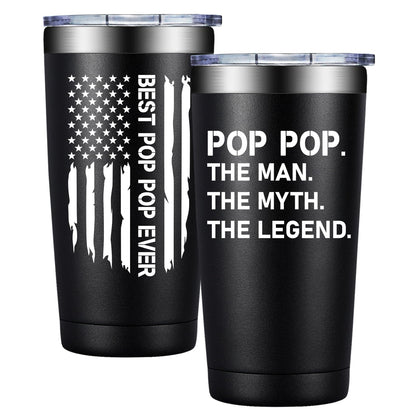 BIRGILT Pop Pop Gifts from Grandkids - Poppop Fathers Day Gift - Best Poppop Ever Gifts for Birthday, Christmas - Pop Pop Tumbler 20oz
