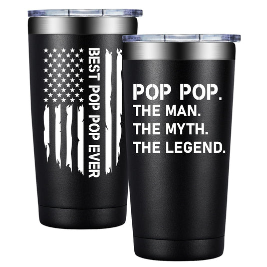 BIRGILT Pop Pop Gifts from Grandkids - Poppop Fathers Day Gift - Best Poppop Ever Gifts for Birthday, Christmas - Pop Pop Tumbler 20oz