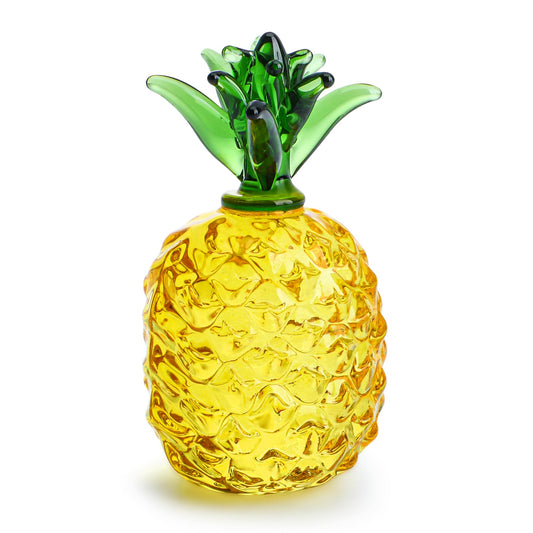 Glass Fruit Decor Crystal Pineapple Figurine Collectibles Hand Blown Glass Fruit Pineapple Decoration for Home Kitchen Office