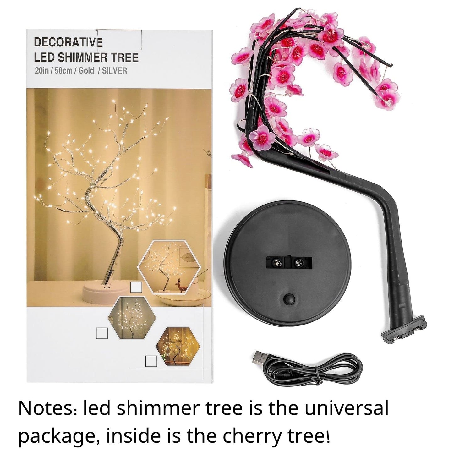 Cherry Blossom Tree Lamp, 18inch 36 Led Bonsai Tree Lights, Battery/USB Operated Japanese Decor Night Lights for Teacher Appreciation Graduation Back to School Bedroom Home Gift Idea,Warm White