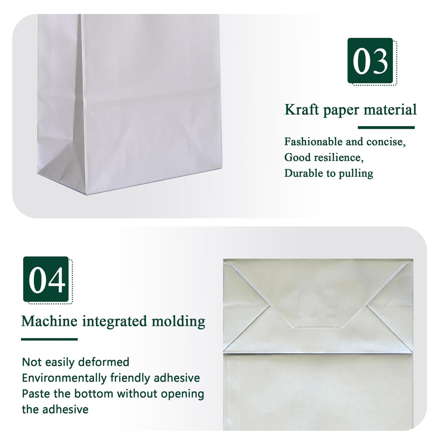 IN-JOOYAA 30 Pcs Silver Gift Bags Small Kraft Paper Gift Bags with Handles (6.3 x 3.1 x 8.6 in, Silver)