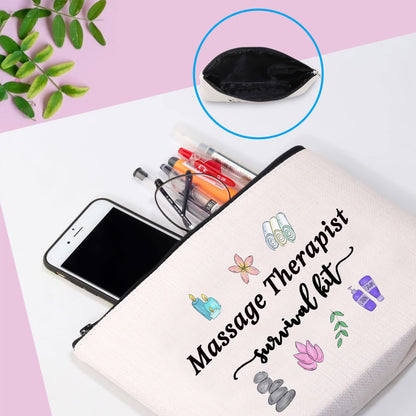 GJTIM Massage Therapy Graduation Gift Massage Therapist Survival Kit Zipper Pouch Makeup Bag (Survival Kit Massage Therapist bag)