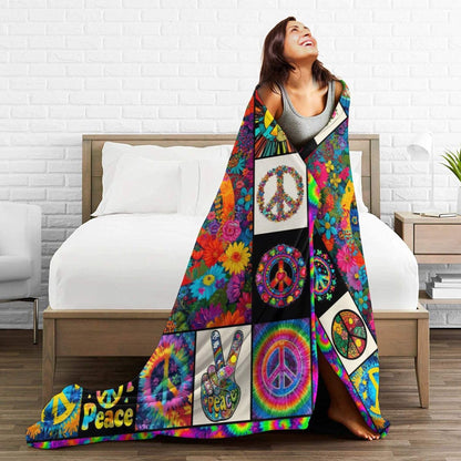 Peace Throw Blanket Soft Cozy Warm Blanket Women Men 60"X50" Throw for Couch Bedroom Home Decor