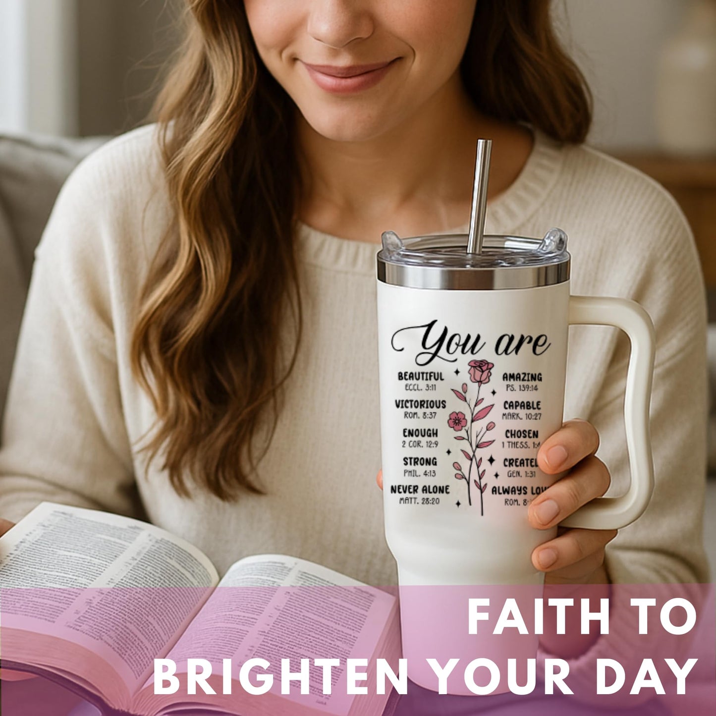 Christian Gifts For Mothers Day - Christian Tumbler 40Oz, Religious Faith Bible Verse Cup, Christian Gifts for Women, Mom, Inspirational Spiritual Jesus Tumblers, Godly Coffee Cups, Biblical-Based