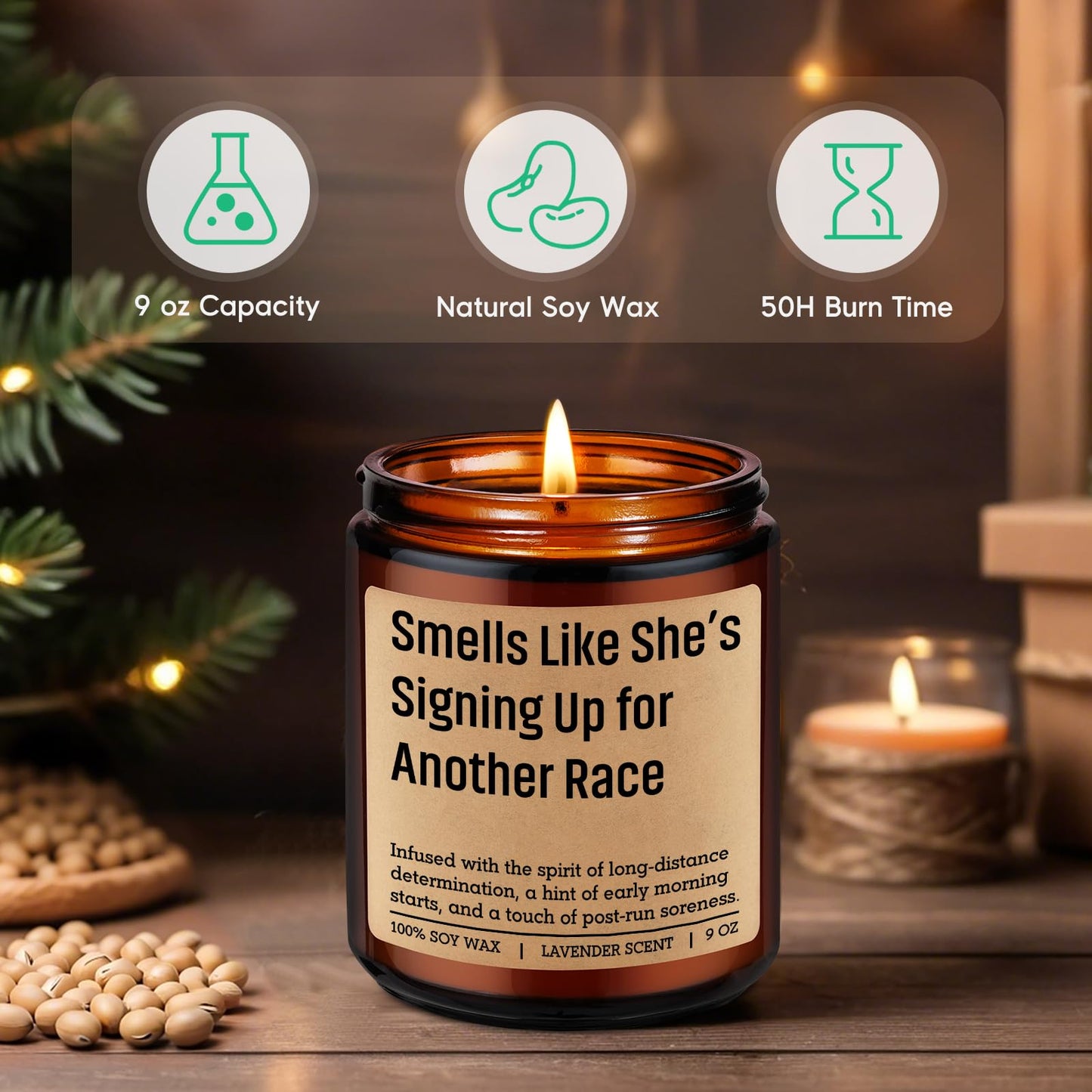 GSPY Candle, Gifts for Runners, Running Accessories for Women - Track and Field, Cross Country, 5K Run, Half Marathon Essentials - Mothers Day, Birthday, Running Gifts for Marathon Runner, Female, Mom