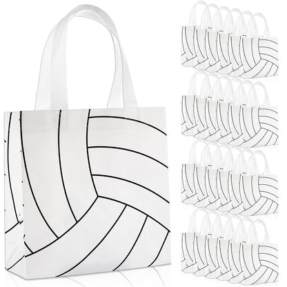 24Pcs Volleyball Gift Bags With Handles Bulk Sport Theme Treat Candy Bags Volleyball Team Present Non Woven Goodie Snack Favor Bag for Sport Boys Birthday Party Favor Baby Shower Decorations Supplies