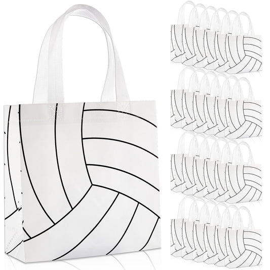 24Pcs Volleyball Gift Bags With Handles Bulk Sport Theme Treat Candy Bags Volleyball Team Present Non Woven Goodie Snack Favor Bag for Sport Boys Birthday Party Favor Baby Shower Decorations Supplies