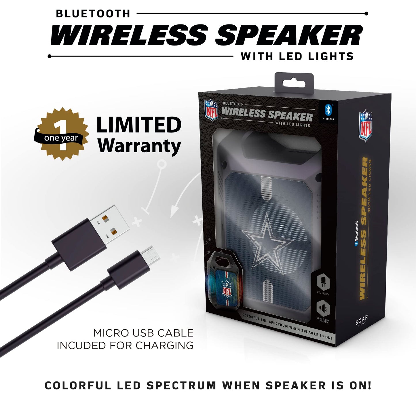 SOAR NFL Unisex ShockBox XL Wireless Bluetooth Speaker