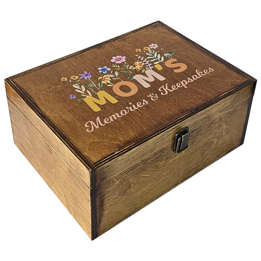 Best Mom Gifts Wooden Memory Box for Keepsakes, Mom, Mother’s Day Gift from Daughter, Son, Rustic Brown Wooden Keepsake Box for Memories, Engraved Memory Keepsake Box, Decorative Storage Box
