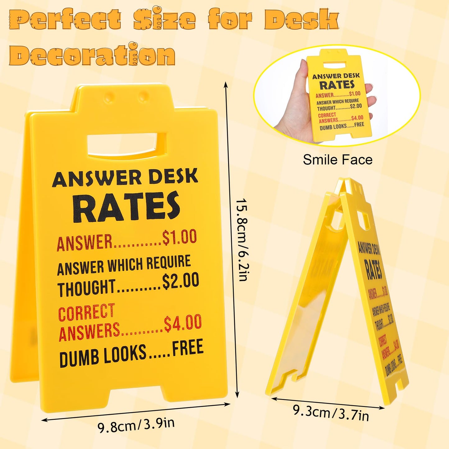 Funny Answer Desk Rates Sign, Team Office Gag Gifts Office Desk Sign Cubicle Decor Cool Work Accessories for Coworker Teammate Employee Boss Manager Supervisor White Elephant Gifts