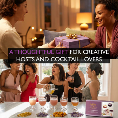 MILLIN Cocktail Garnish Gift Set – Edible Flowers & Dehydrated Fruits | Premium Bar Accessories | Unique Gift for Her | Holiday gifting