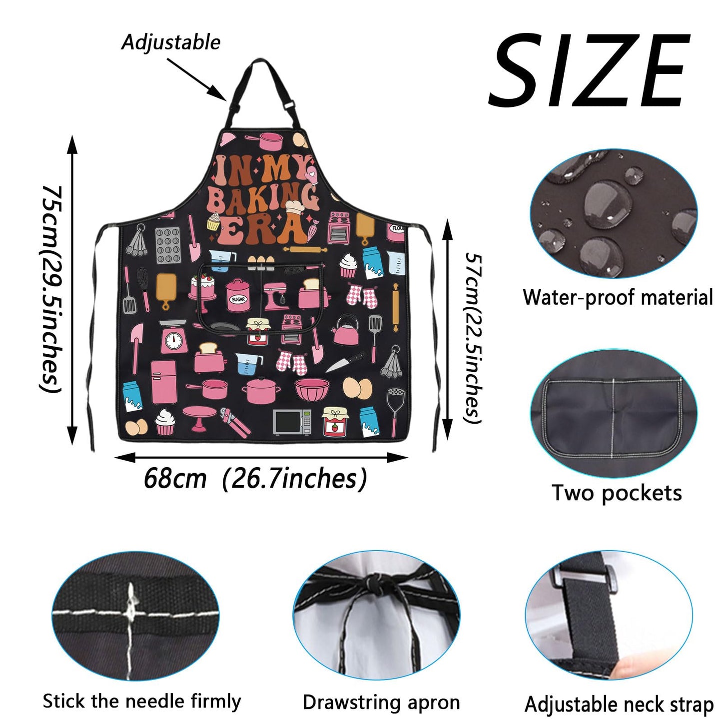 WSNANG Funny Baking Aprons with Pockets In My Baking Era Apron Bakers Gifts Pastry Chef Gift