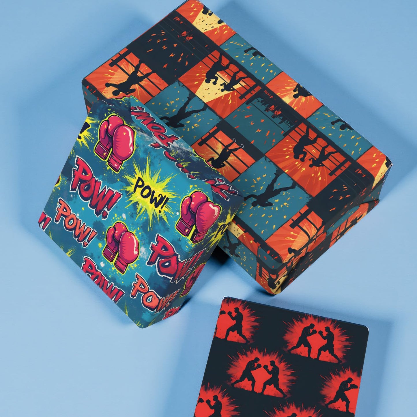 Pineraap Boxing Wrapping Paper 12 Sheets Punching Bag Designs Gift Wrap Gaming Gift Wrapping Paper for Boxing Fans, Boxers, Fighters, Coaches, 20"×28"