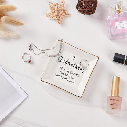 Spegiffu Godmother Gifts from Godchild, Gifts for Godmother Trinket Ring Dish - Godmothers...Thank You for Being Mine, Birthday Christmas Mother's Day Gift for Godmother