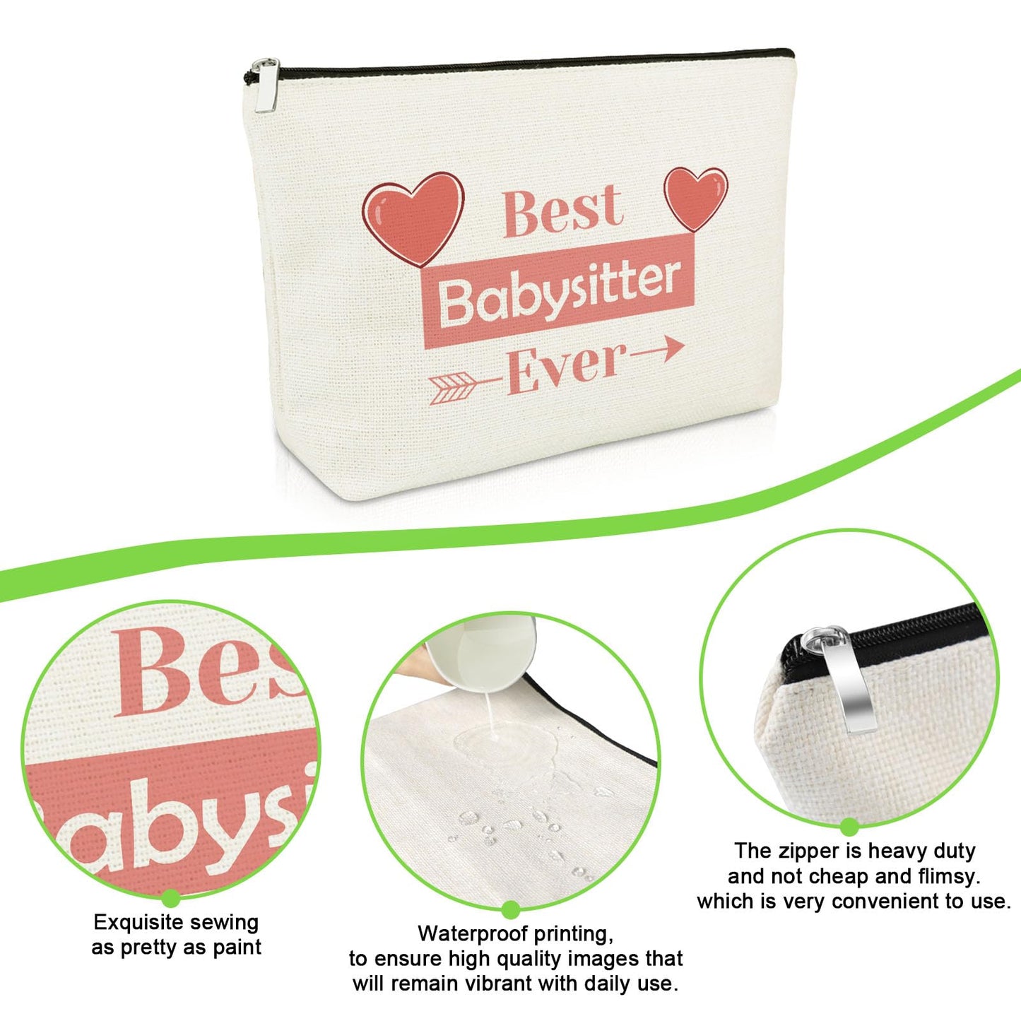 Babysitters Gifts Baby Sitter Makeup Bag Nanny Thank You Cosmetic Bag Daycare Provider Appreciation Gifts for Childcare Provider Caregiver Nanny Christmas Retirement Present Travel Pouch