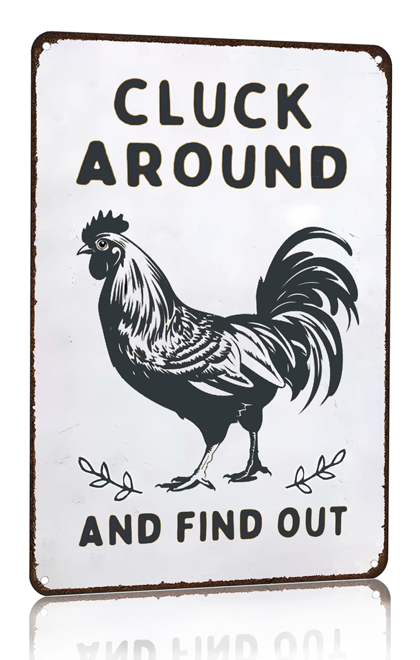 Smilelife Funny Chicken Gifts Chicken Cluck Around and Find Out Tin Sign for Home Farm Chicken Coop Farmhouse Kitchen Garden Decor 8 X 12 Inch (3020)