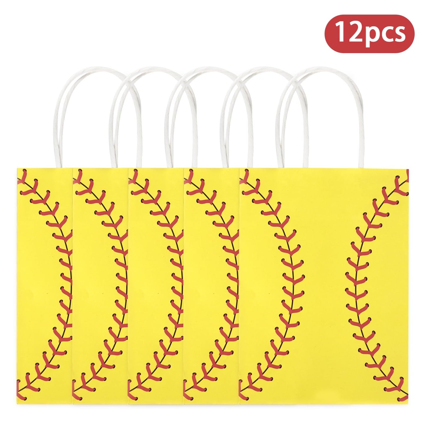 Hxezoc 12 Pieces Softball Gift Bags with Handle, Paper Treat Candy Bag Sport Favor Bags for Softball Theme Birthday Party Decoration Supplies