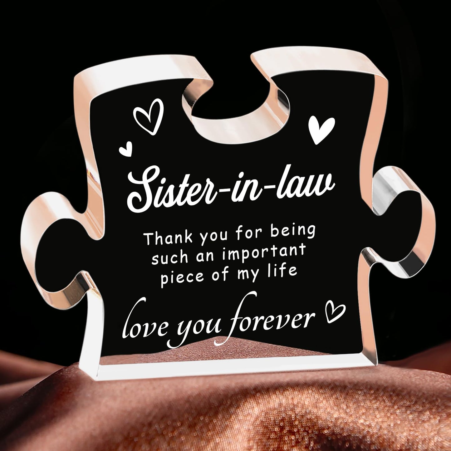 Sister in Law Birthday Gifts, Sister in Law Gifts - 4.9 x 3.7 inch Engraved Acrylic Block, Valentines Mothers Day Wedding Christmas Gift for Sister-in-Law
