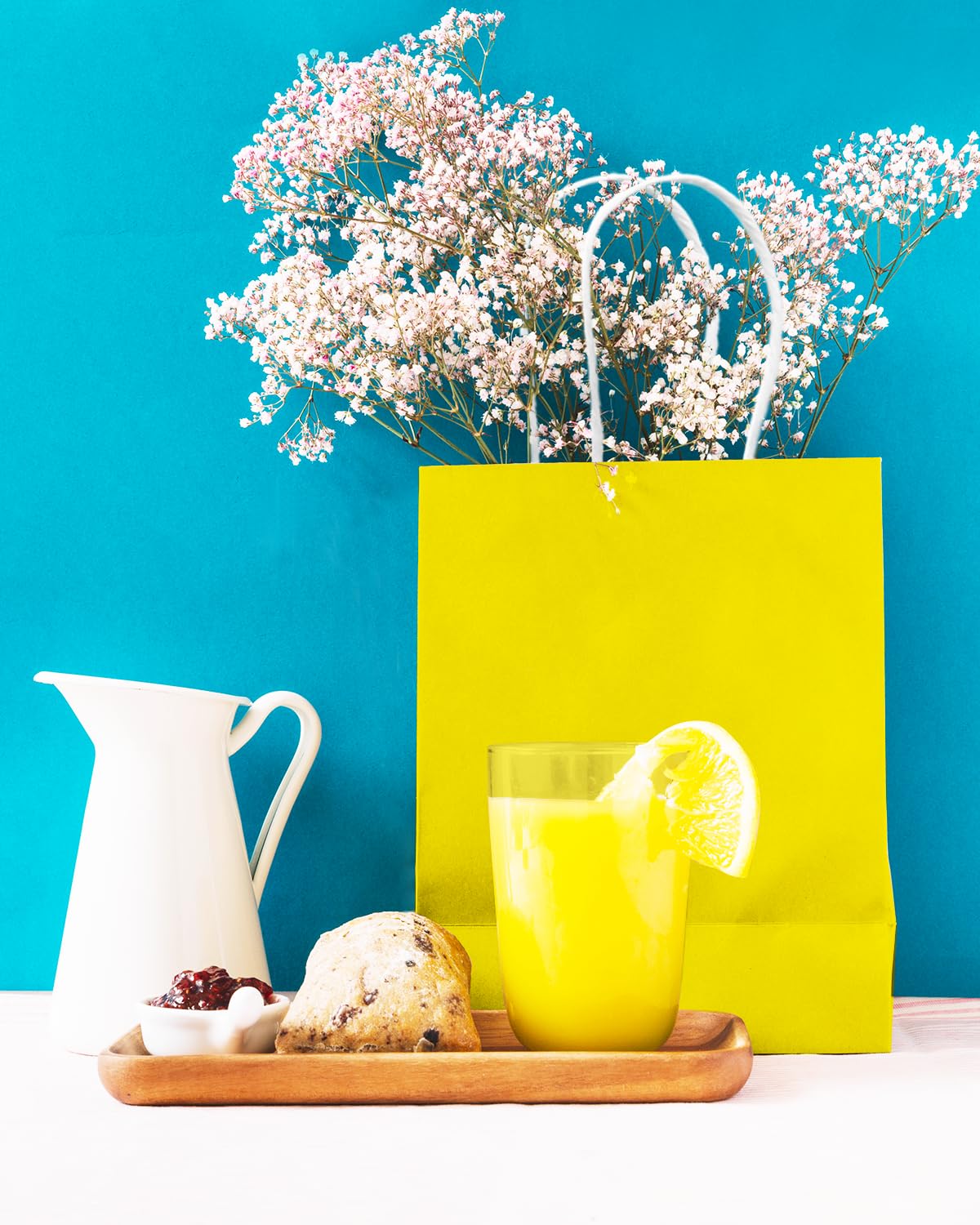 qiqee 24PCS Small Gift Bag with Handles Bulk 8.3"x6"x3" Gift Bags Bright Yellow Bags Multiple Uses (Small Size)