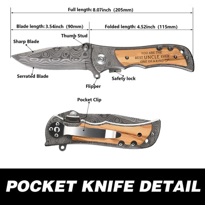 Uncle Engraved Pocket Knife Gift Set, Best Uncle Ever Gifts from Niece Nephew, Uncle Gifts, Uncle Christmas Gift, Personalized Gift For Uncle Father's Day Birthday Christmas Ideas