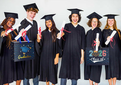 Lyforpyton 2 Pack Large Graduation Gift Bags with Tissue Paper 12.6" Navy Blue Gift Bags for Graduation