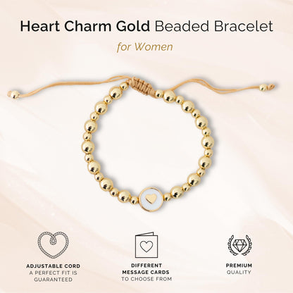 Inspirational Bracelets for Women – 18K Gold Plated – Motivational Gift Heart Pendant with Card