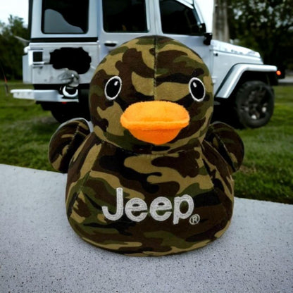 Jeep Text Logo Stuffed Animal Plush Duck - Perfect Enthusiasts | You've Been Ducked (Camo)