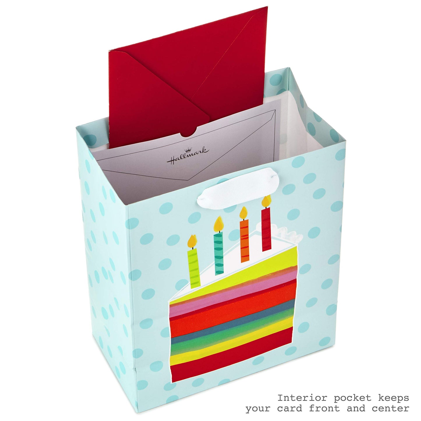 Hallmark 9" Medium Gift Bag with Tissue Paper (Rainbow Cake Slice) for Birthdays