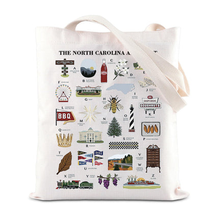 ENSIANTH North Carolina Alphabet Tote Bag North Carolina State Souvenirs Gift Family Trip Handbag Tar Heel State Travel Gift