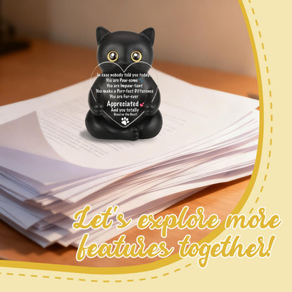 FOUGSTA Appreciation Gift for Cat Lovers, Encouraging Gift for Cat Lovers, Uplifting Present for Women, Motivational Decor for Office, Affirmation Kitty Figurine, XXS22